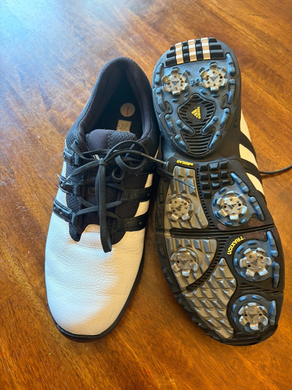 Adidas Z-Traxion Golf Shoes Mens 11.5 White Black Leather Soft Spikes